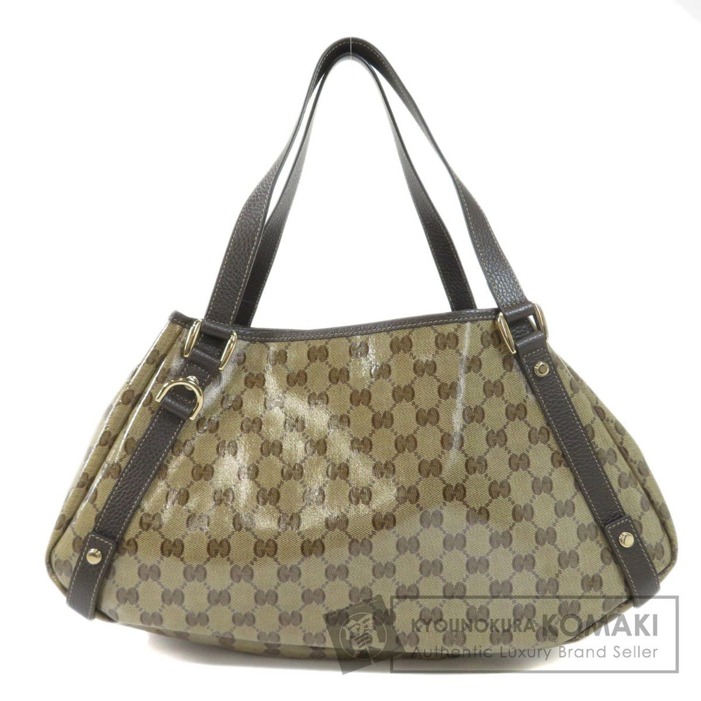 Gucci GG Crystal Tote Shoulder Bag Beige Brown